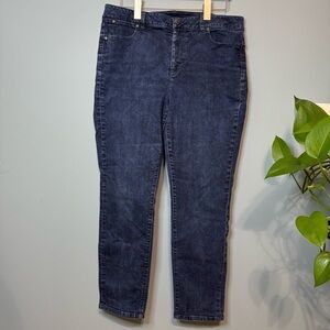 Talbots Heritage Slim Ankle Blue Floral Paisley Print Jeans. Women’s 14 / 32